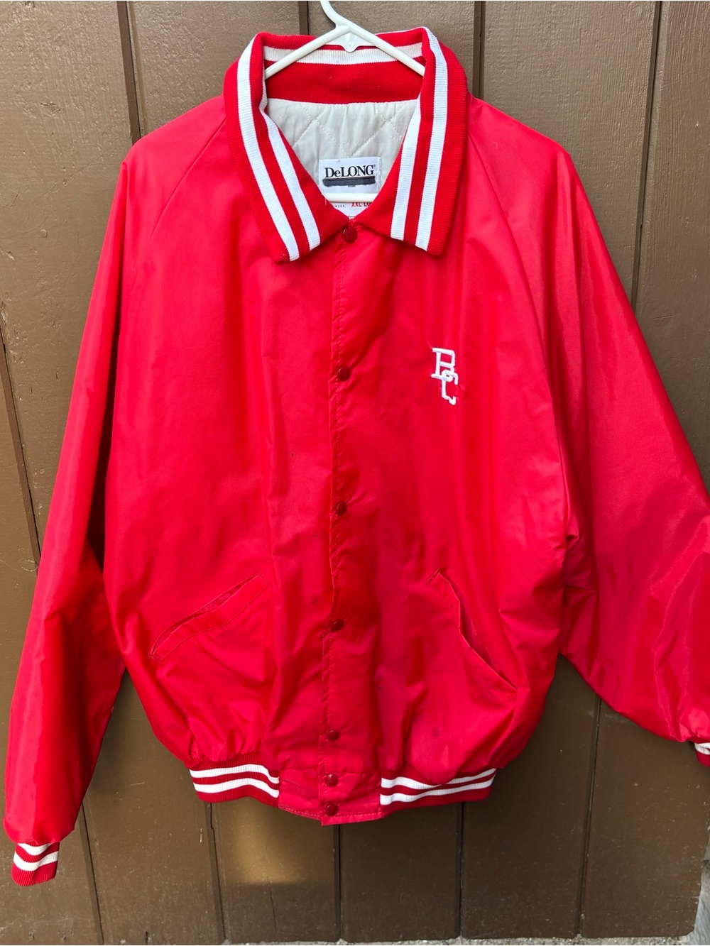 Vintage Delong Men’s Red White Jacket XXL Long BC Made In USA
